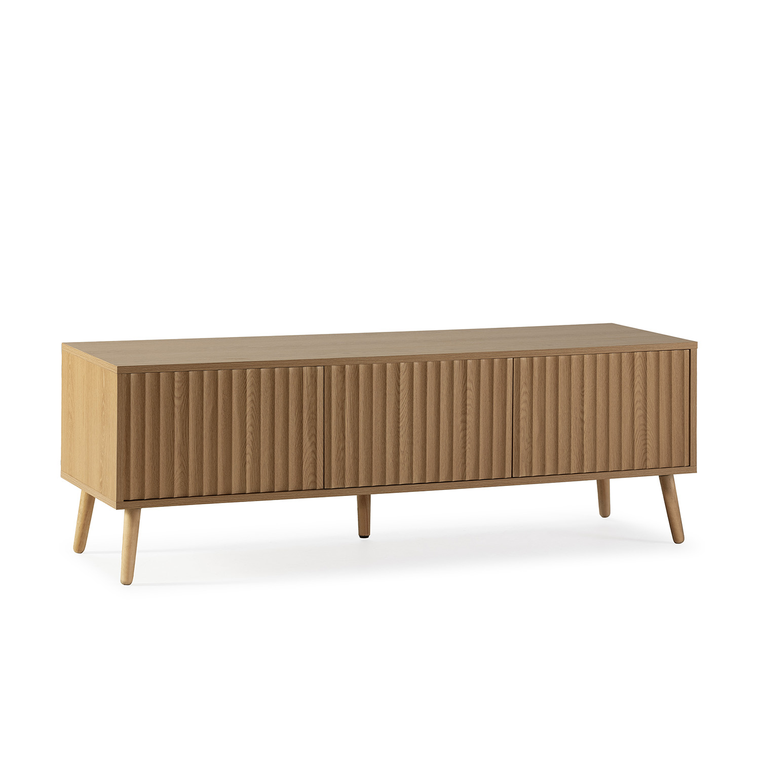Meuble Tv Lluvia 3 Portes Chêne, Longueur 130 Cm