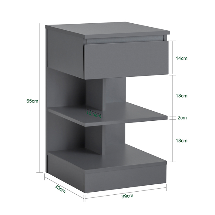 Table De Chevet Gris Fbt49-hg