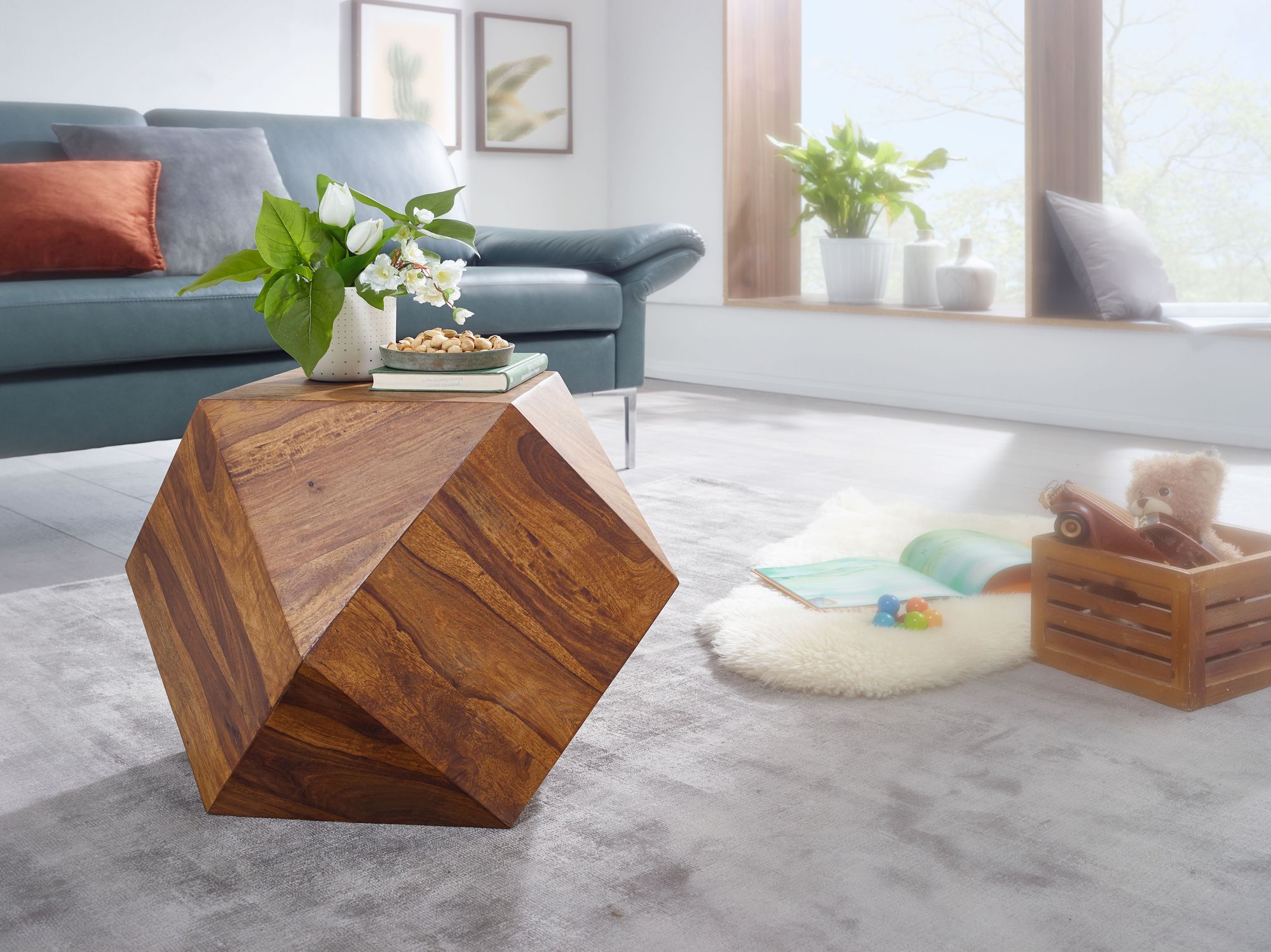 Finebuy Table Basse 57 X 42,5 X 57 Cm Table Basse En Bois Massif Table De Salon