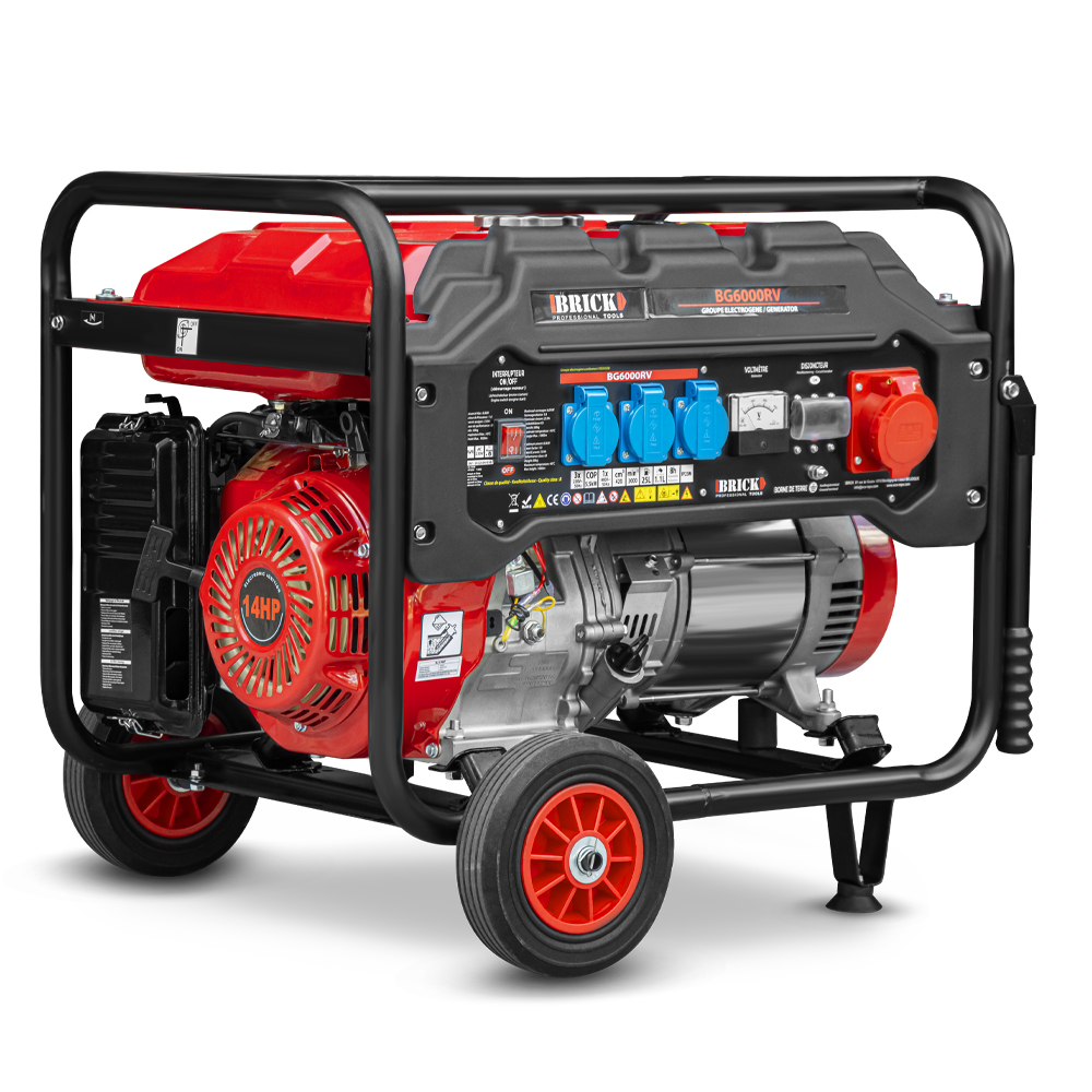 Groupe Électrogène Max 6000w Avec Roues Et Prise Triphasée - Brick