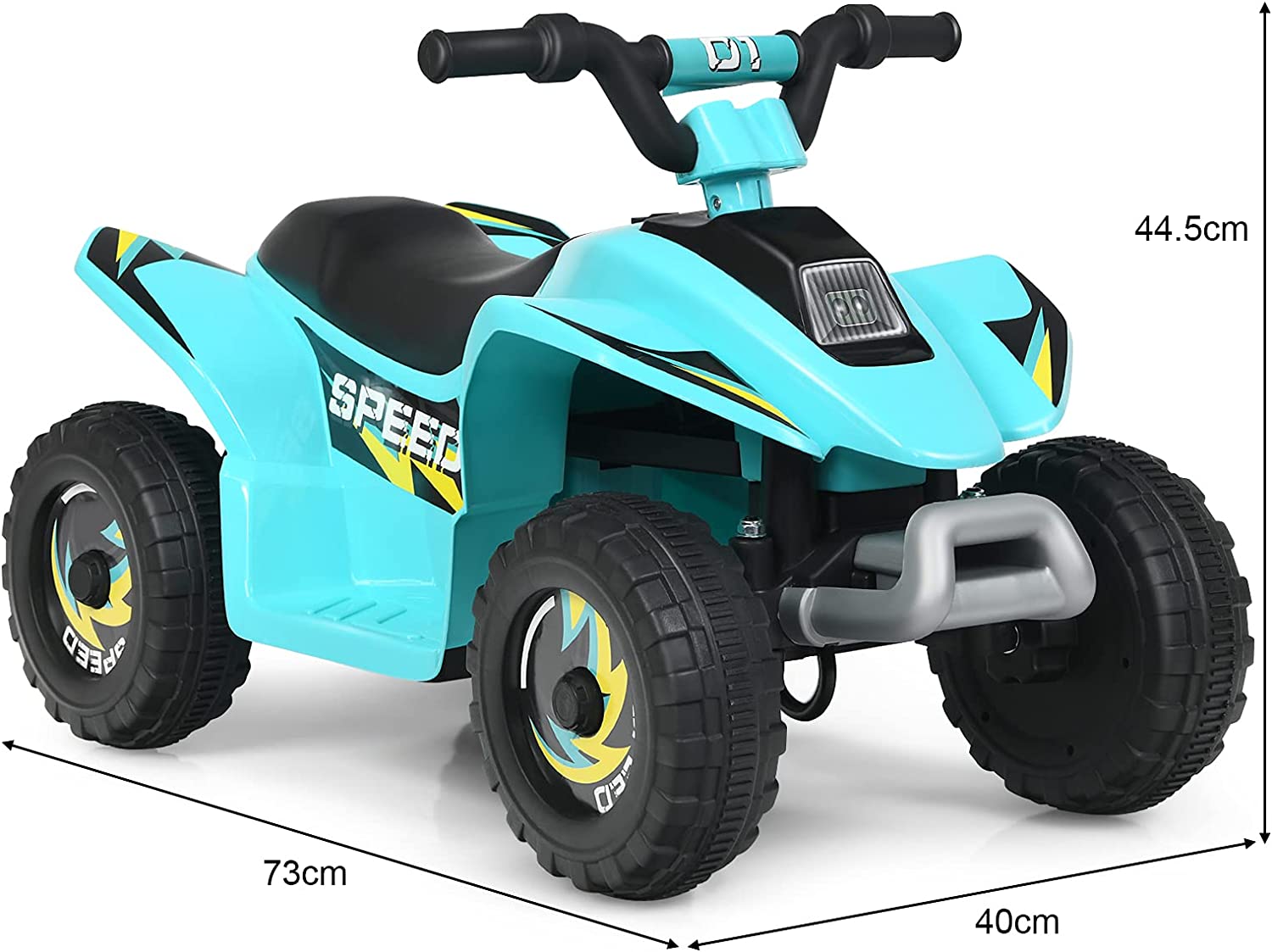 Quad Buggy Electrique Pour Enfant 6 V 4,5 Km-h Max. Voiture Pour Enfants De 3ans+ Bleu