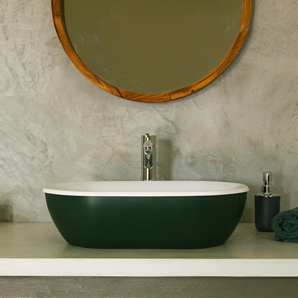 Geminus Forest Green / Gloss White Counter Top Basin