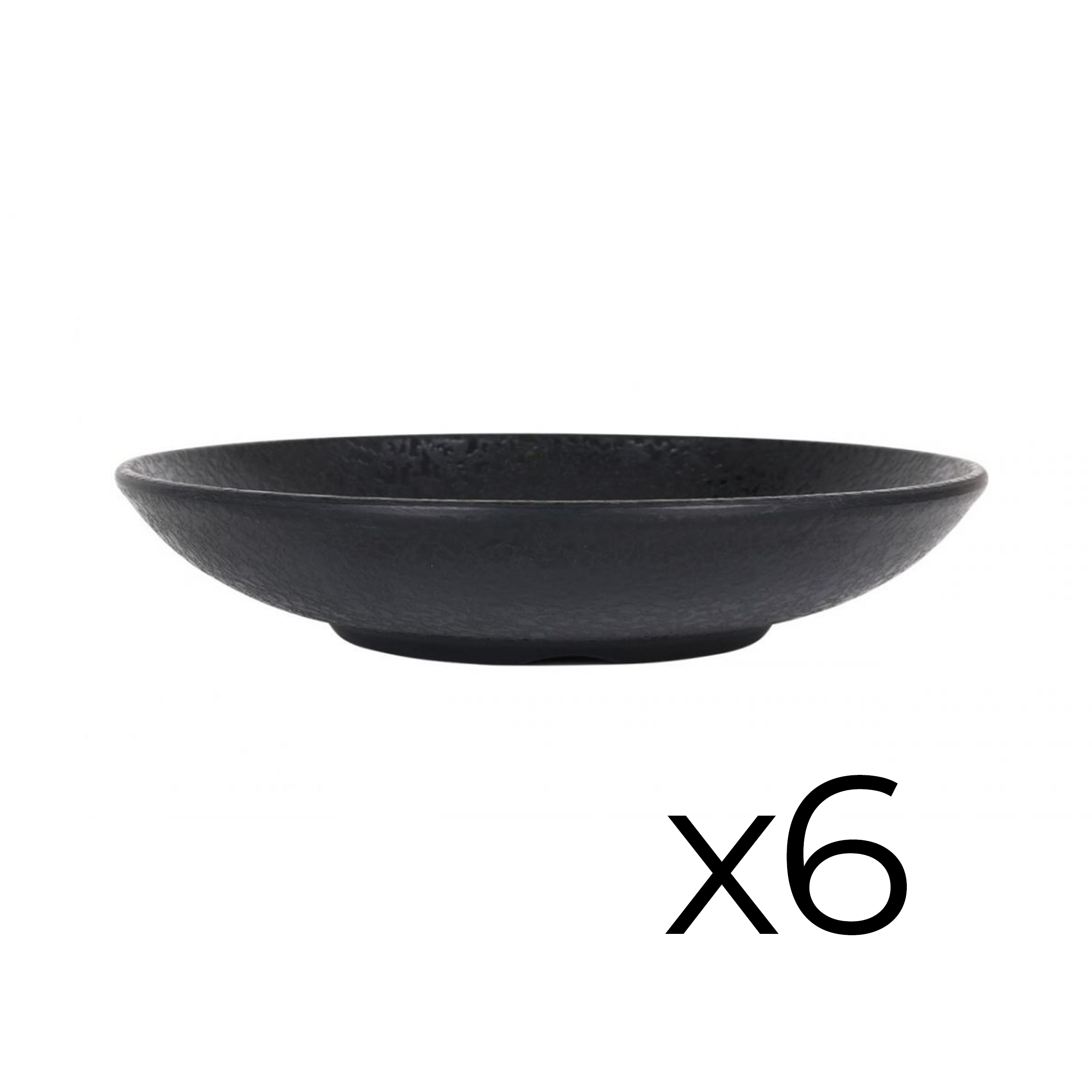 Service Assiettes Dena Rondes De 6 Pièces Creuses En Porcelaine Noir - D 23 X H 4,5 Cm