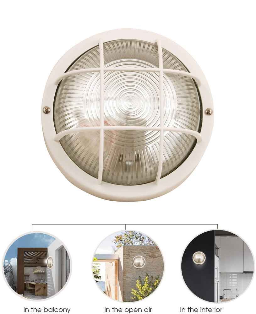 Bubble: Hublot Rond En Verre Et Plastique. E27 Max 60w - Blanc