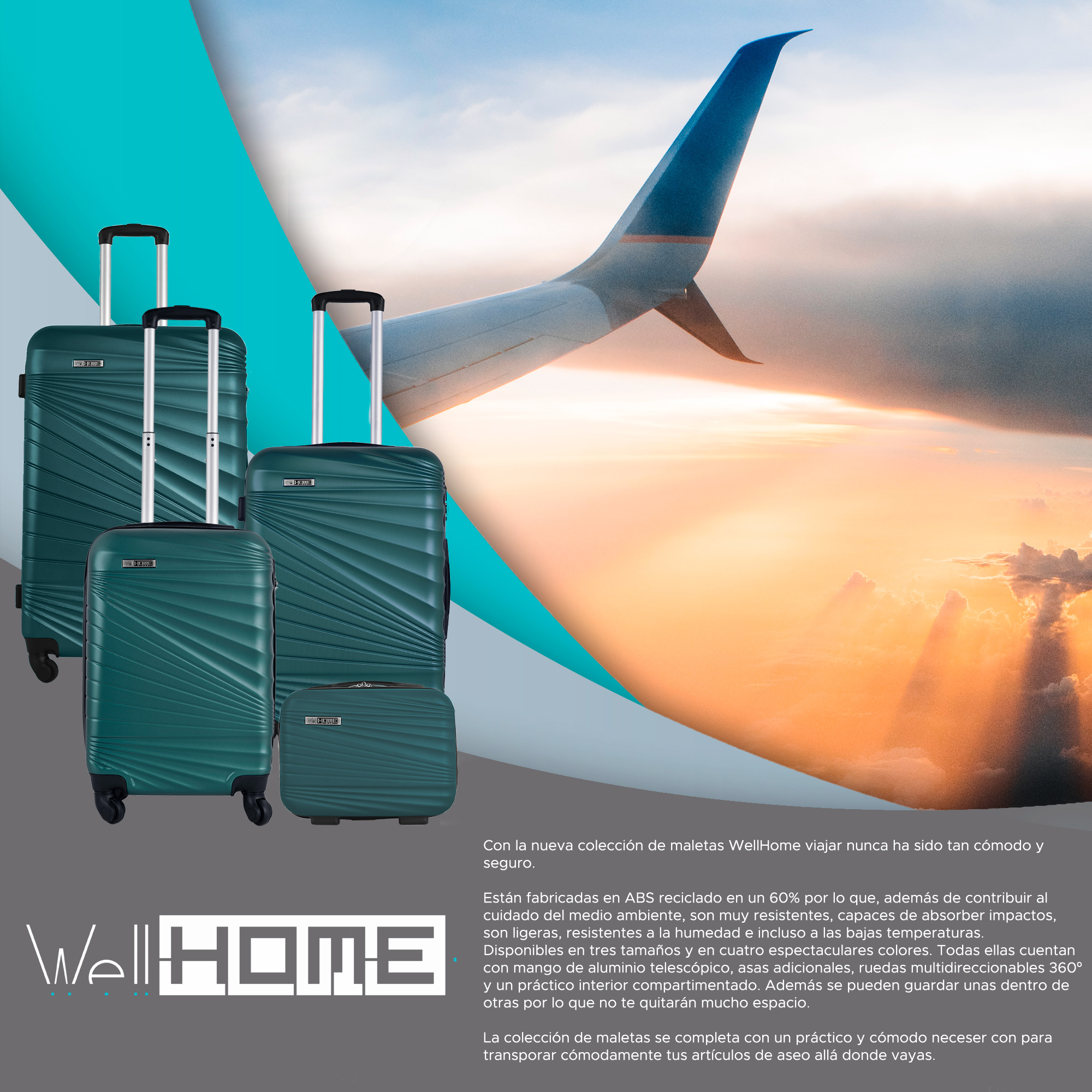 Valise Rigide LuggageX 77cm + 66cm - Coque Dure Noire - 4 Roues & Serrure - Capacité Extra Large