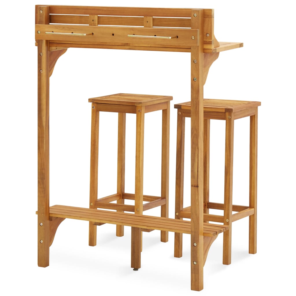 Ensemble De Bar De Balcon 3 Pcs Bois D'acacia Solide Vidaxl