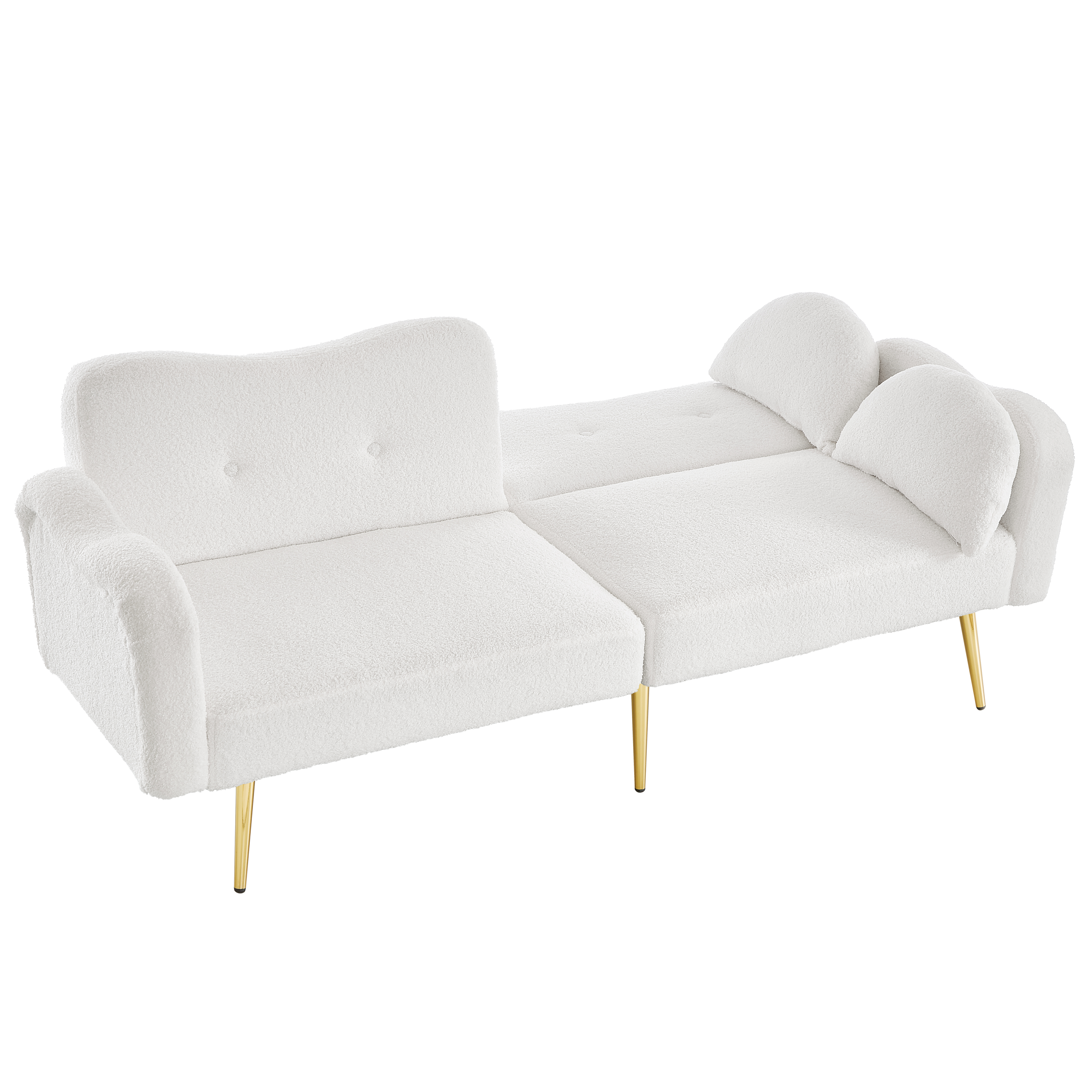 Canapé convertible blanc sur fond blanc