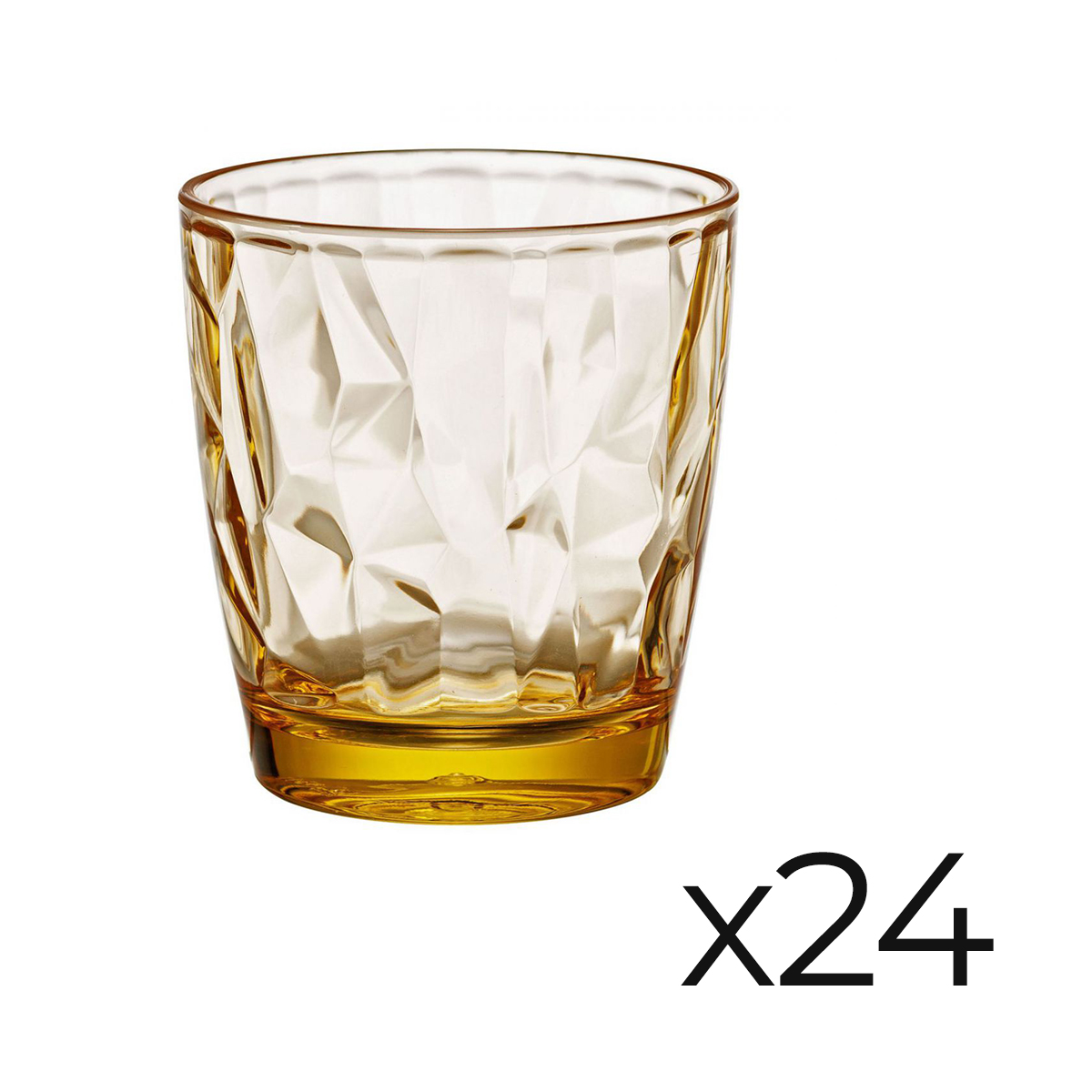 Lot De 24 Verres À Boire Jin, 32cl Empilables, En Verre Transparent Coloris Jaune Clair - 8,5 X 9 Cm