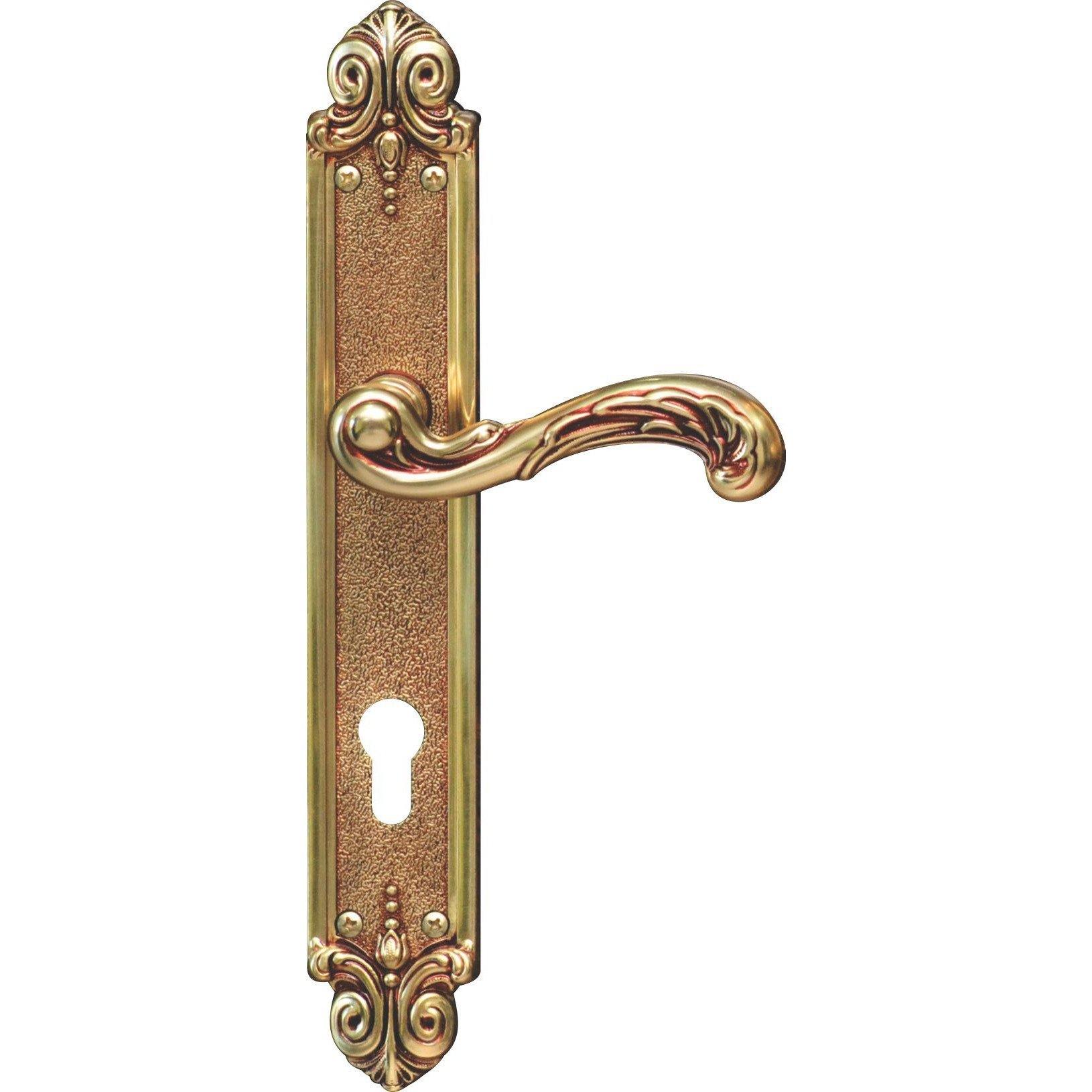 "Masada" antique door handles on back plate - 295mm