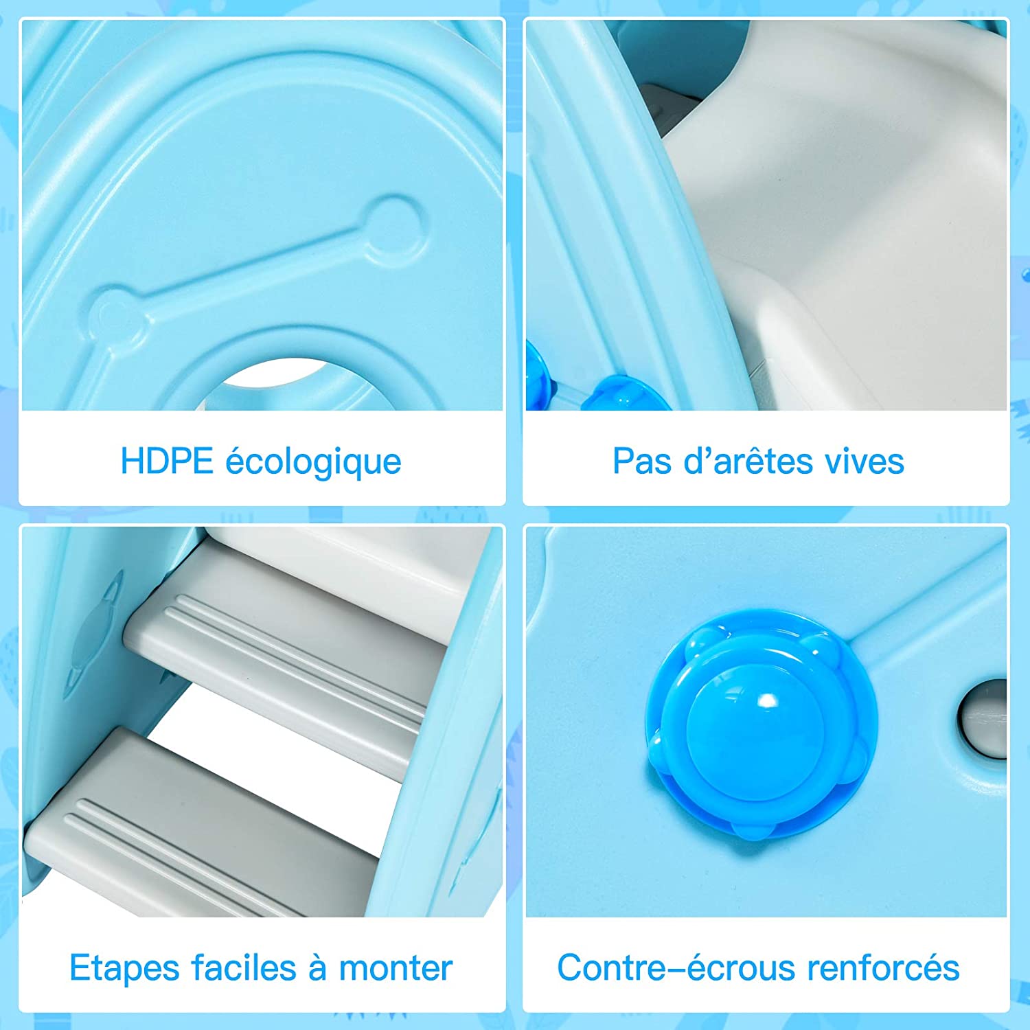 Costway Toboggan Pour Enfants Marches Avec Bandes Antidérapantes Jeu Plein Air 121x 47,5 X 67,5