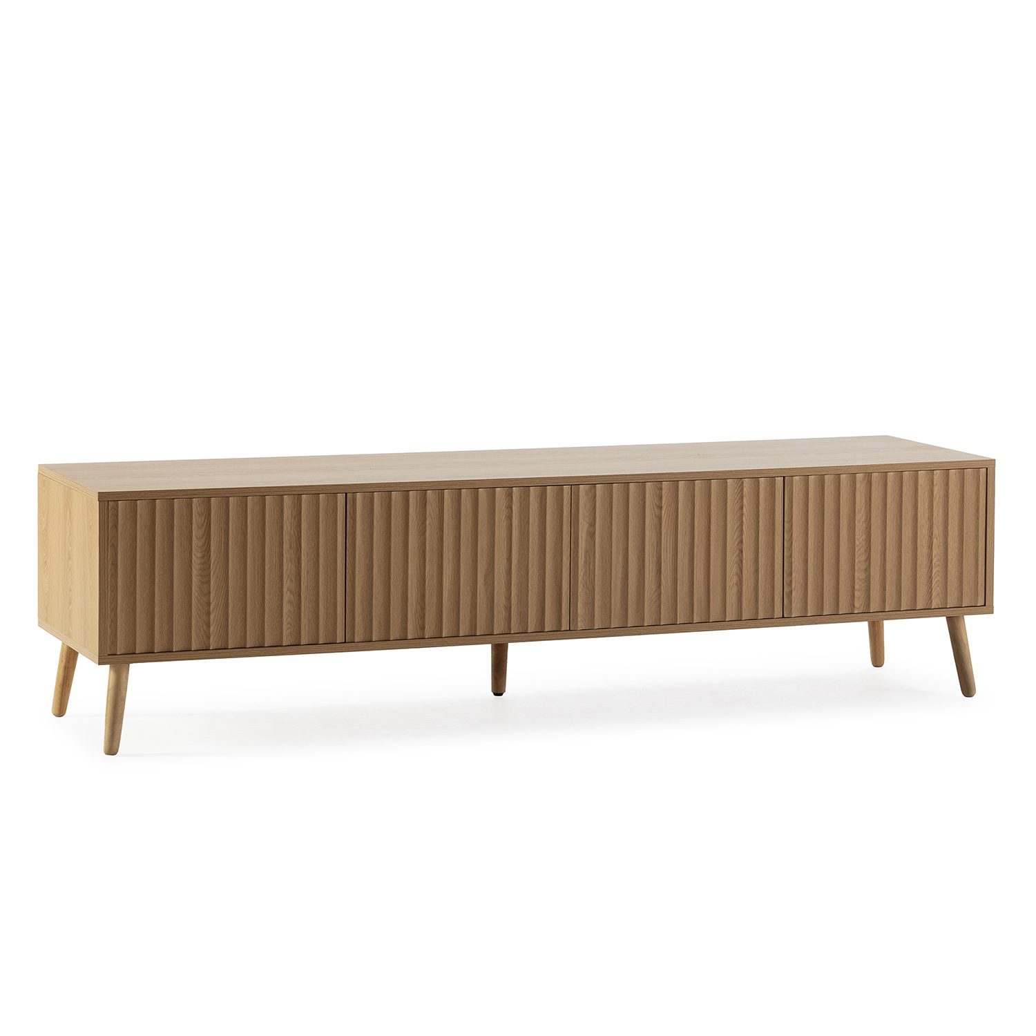 Meuble Tv Lluvia 4 Portes, Coloris Chêne, Longueur 160 Cm