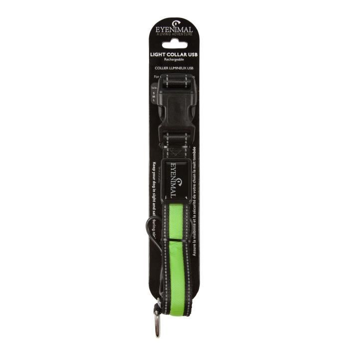 Collier Lumineux Rechargeable Vert - Taille S