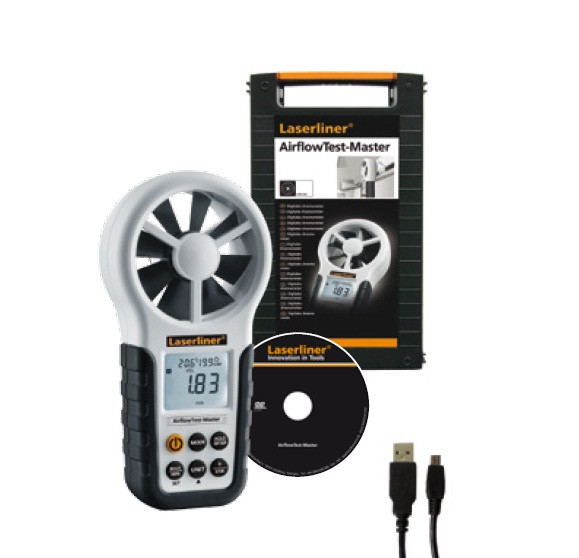 Anémomètre Professionnel Vitesse D'écoulement 30m/s Température 60°c Airflowtest-master Laserliner
