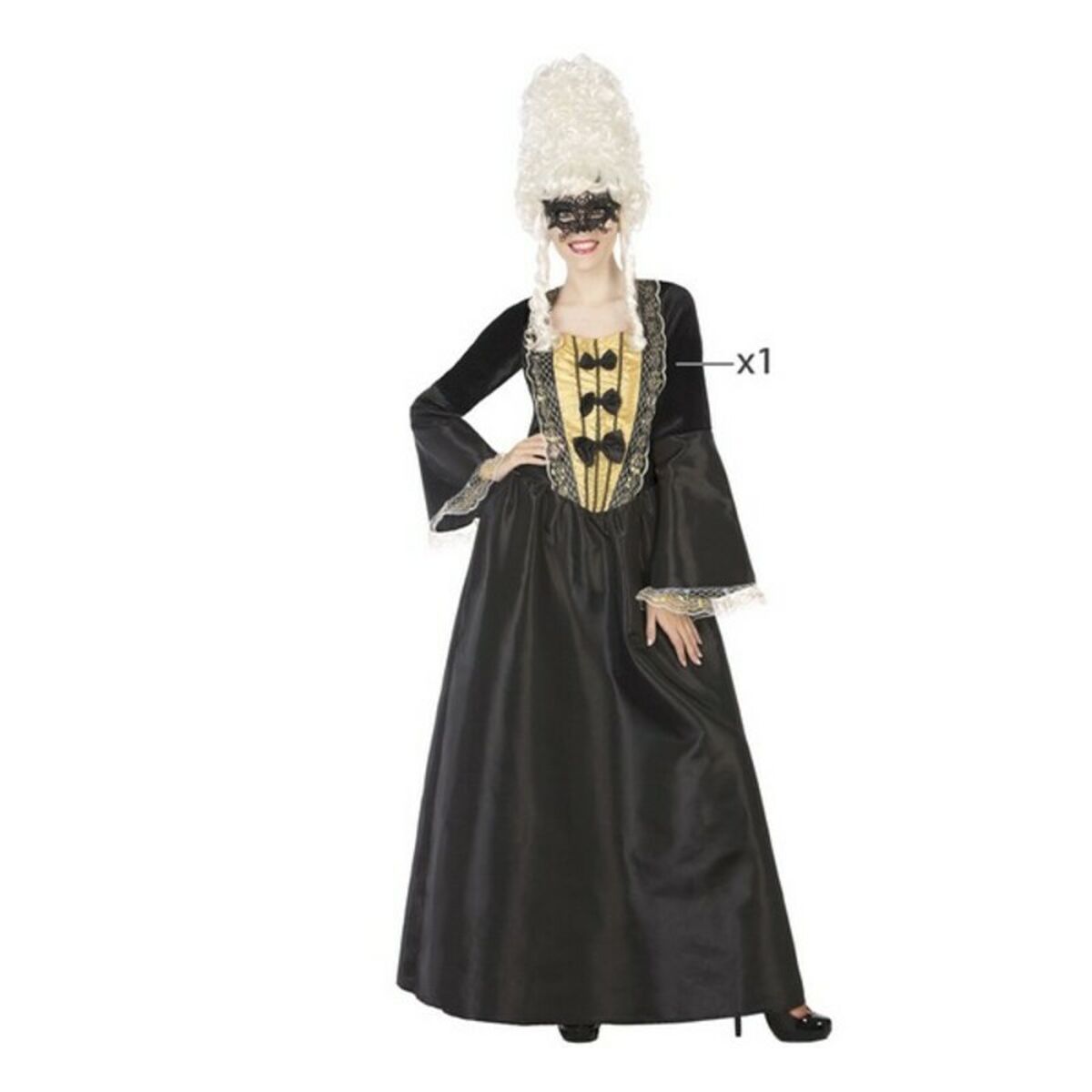 Déguisement Pour Adultes Noir Vénitien (1 Pièce)