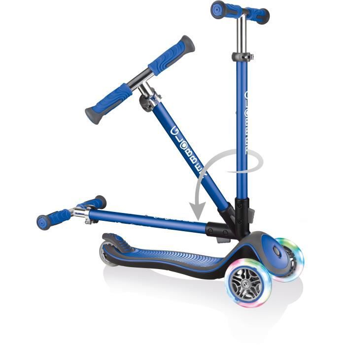 Globber Trottinette Elite Deluxe Lights 3 Roues - Bleu Marine