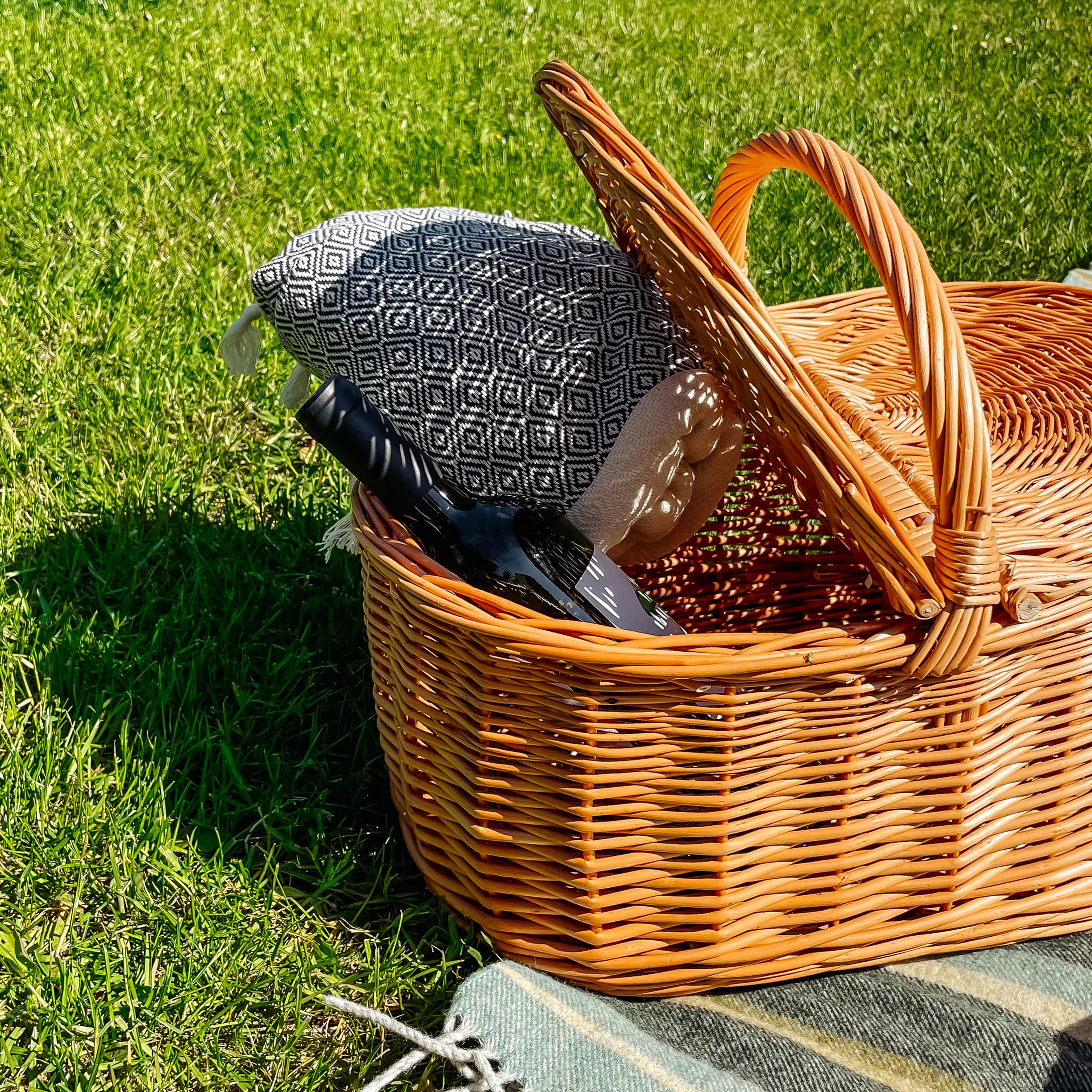 Valise vintage rétro en osier élégant panier de pique-nique en rotin boîte de rangement avec