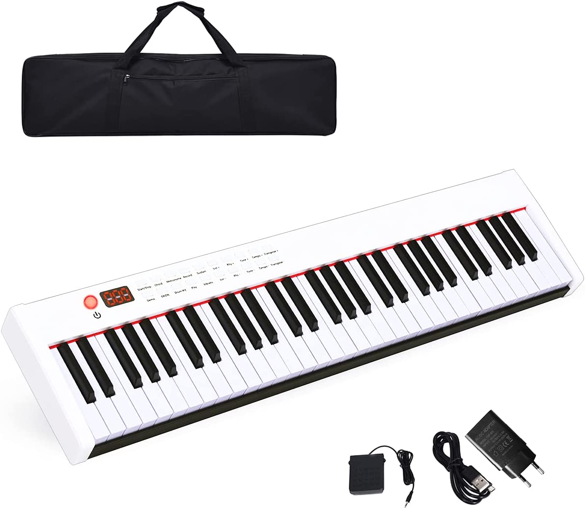 Piano Pliable LEKATO 61 Touches Semi-lestées - Portable, Bluetooth, Avec Sac Et Pédale, Pour Débutants