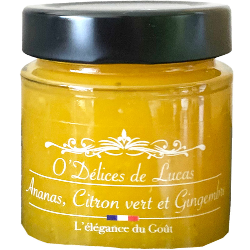 Confiture Ananas, Citron Vert Et Gingembre, 230g
