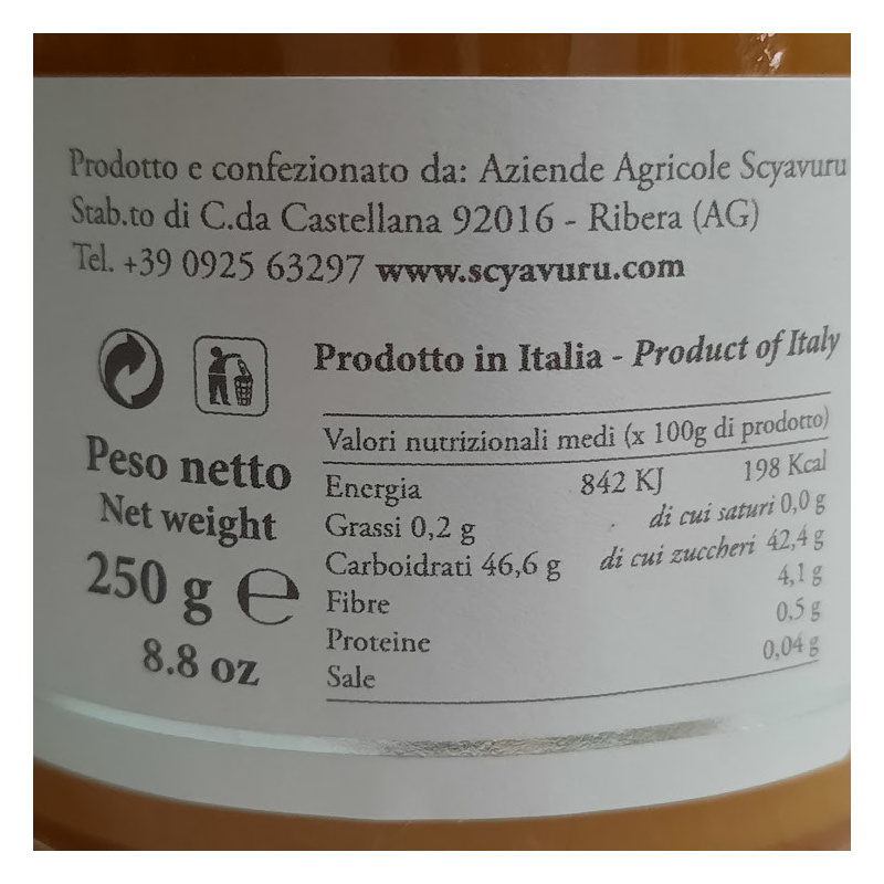 Marmelade De Mandarines Tardives Siciliennes 250 Gr SCYAVURU