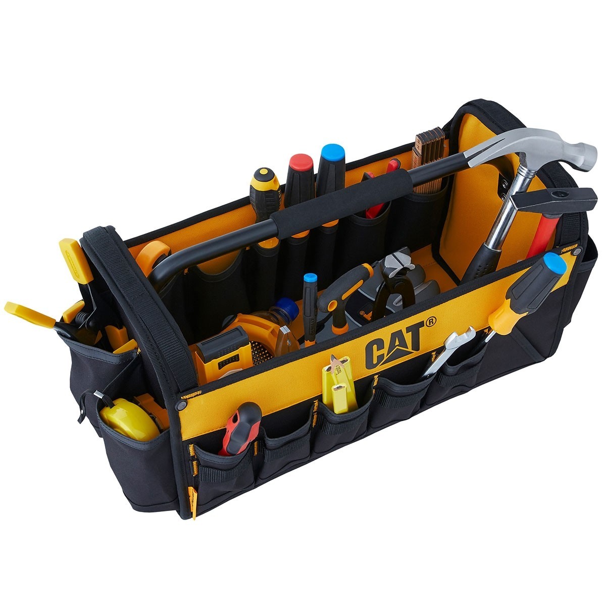 Sac À Outils Ouvert 12l Caterpillar Polyester / Pvc 1 Poche Intérieure 16 Poches Exté