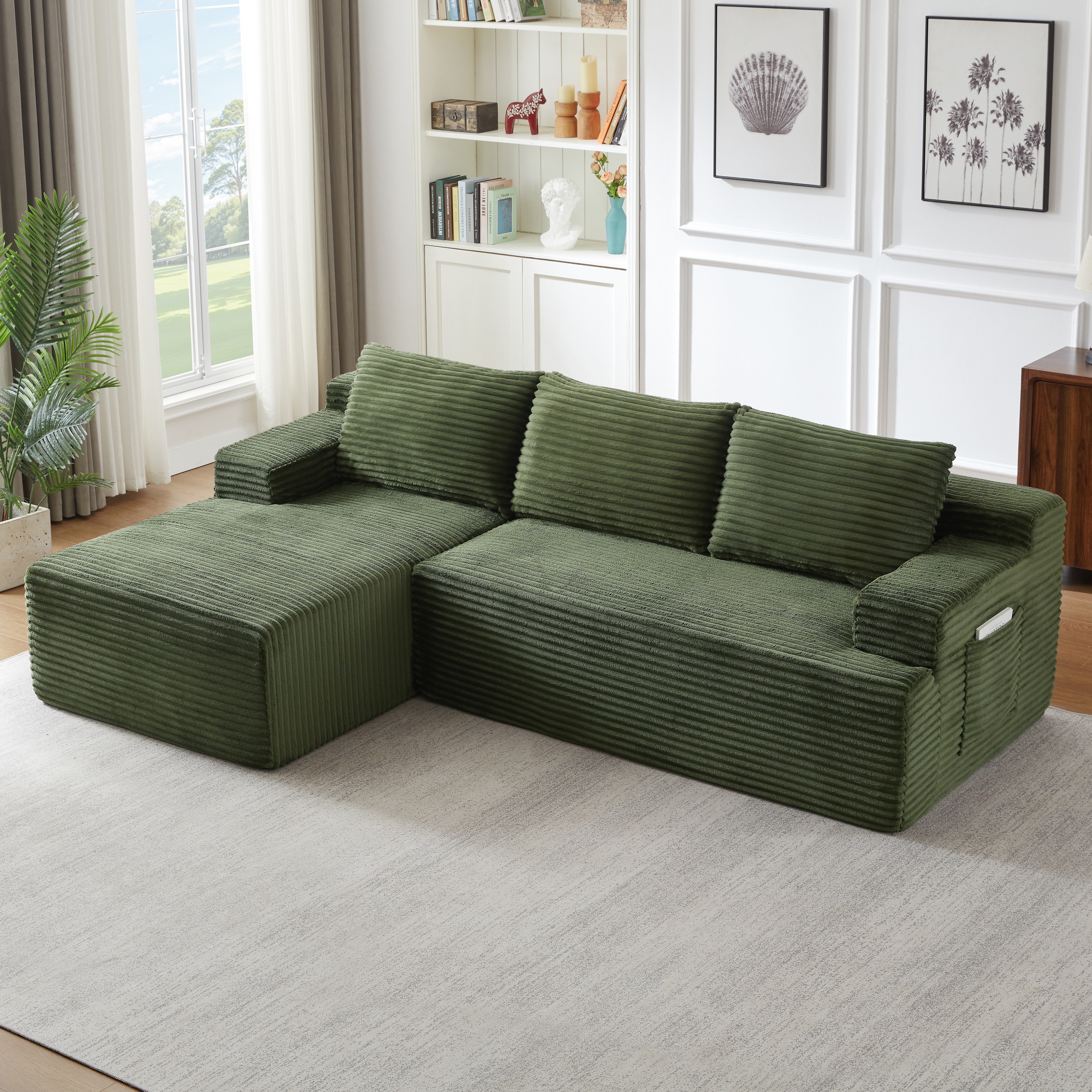 Canapé d'angle modulable vert - vue principale