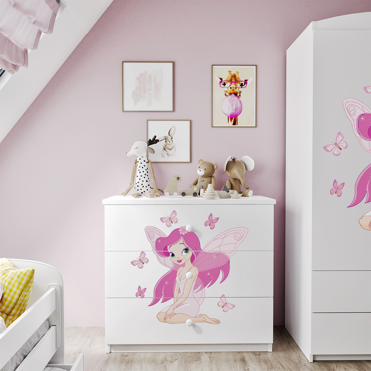 Commode 3 Tiroirs Babydream La Fée Aux Papillons - Blanc