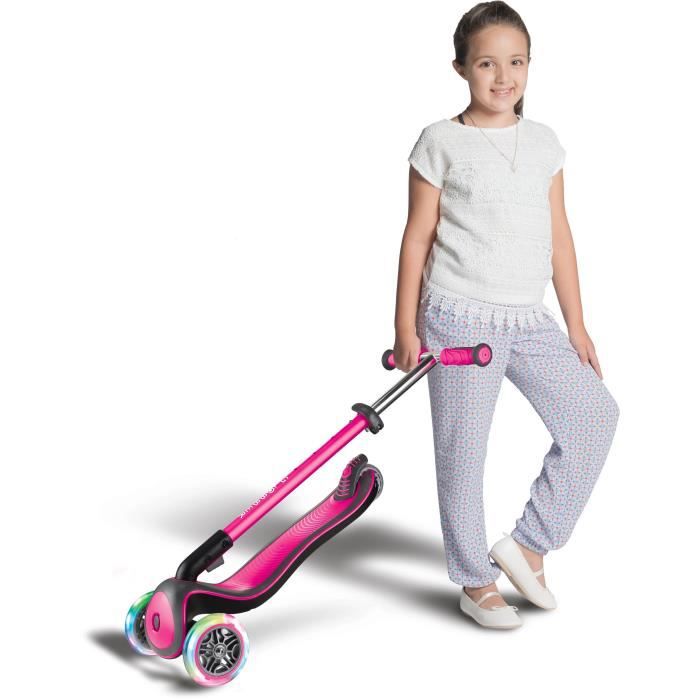 Globber Trottinette Elite Deluxe Lights 3 Roues - Rose