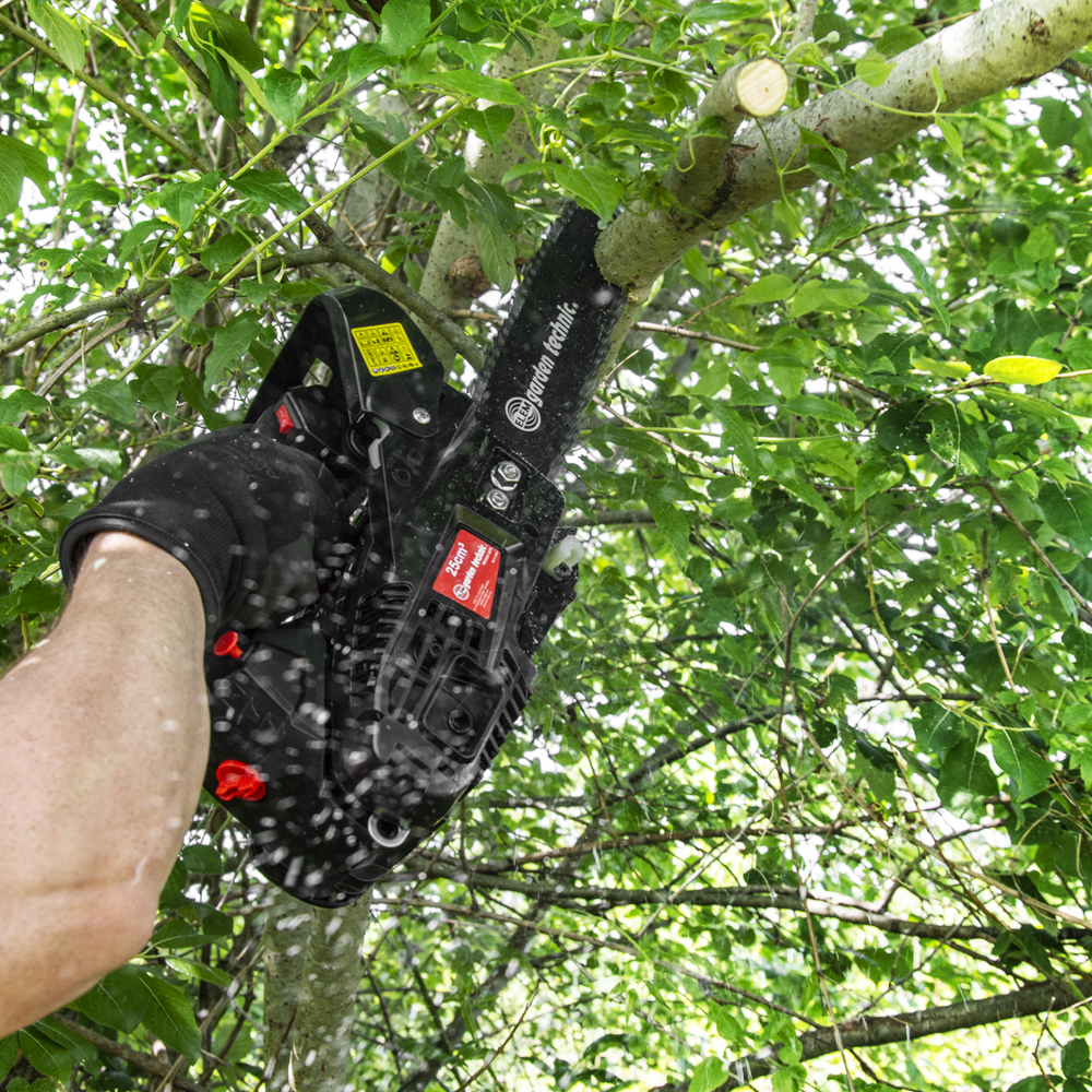 Elagueuse Thermique 25cc - Guide 25cm - 2 Temps - Livrée Avec 2 Chaînes - Elem Garden