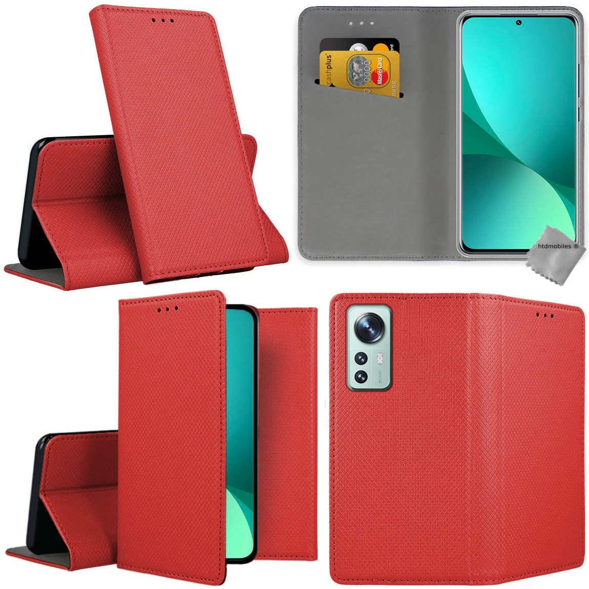 Housse Etui Coque Pochette Portefeuille Pour Xiaomi 12 / 12x 5g + Film Ecran - Rouge Magnet