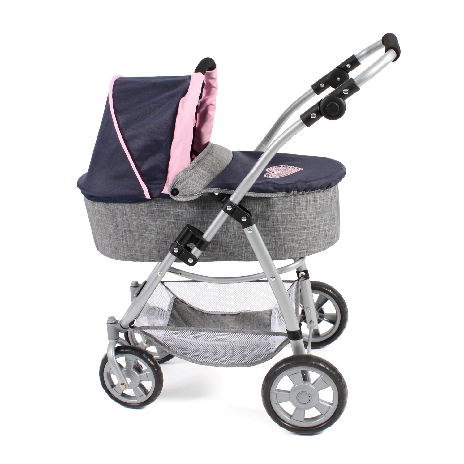 Poussette Combinée 3 En 1 Bayer Chic – Nacelle, Siège Auto, Siège Sport – Gris/bleu Marine
