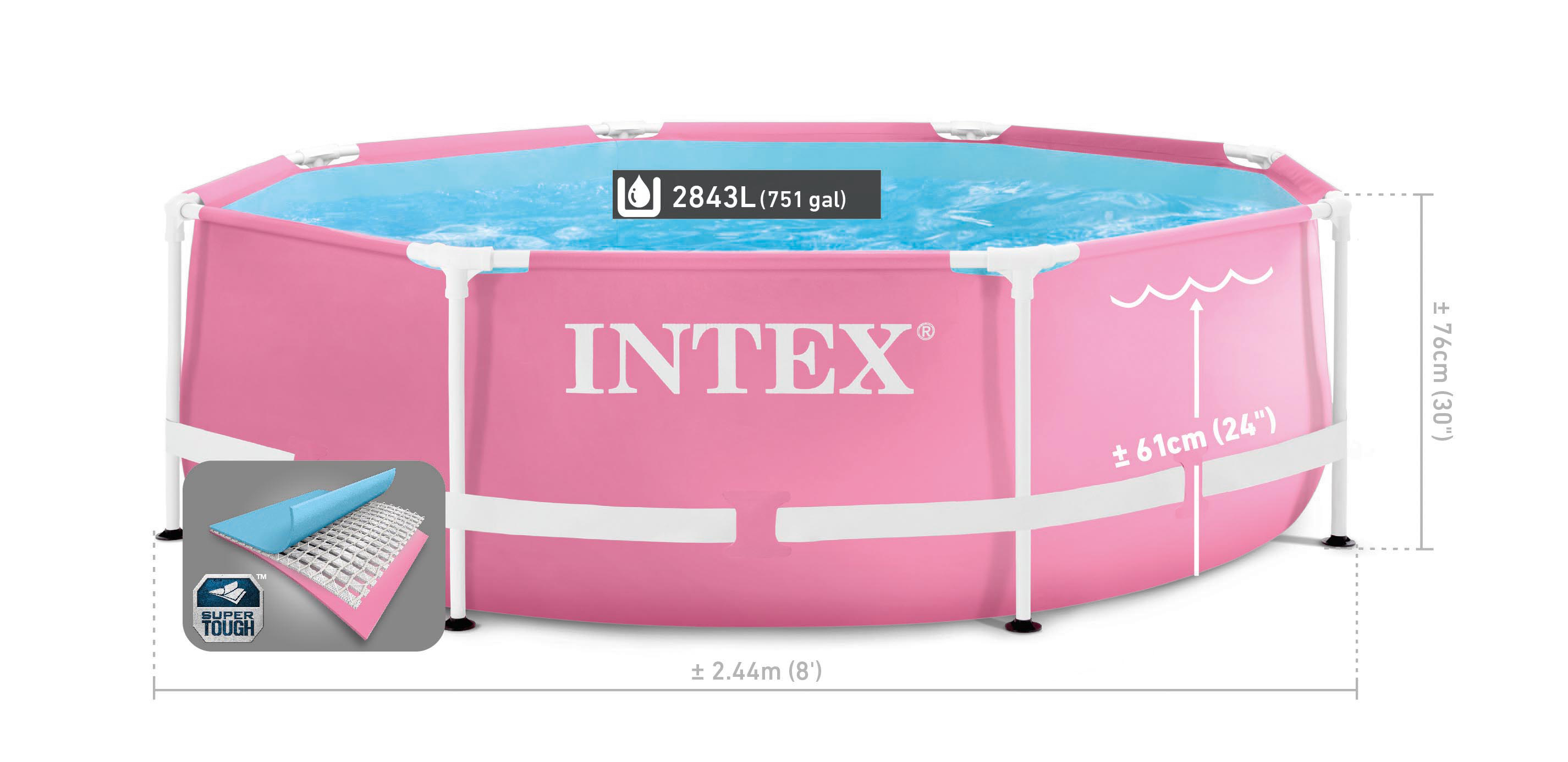 Intex Framed Pool 27 Cmx23 Cmx27 Cm,4 Person,Pink