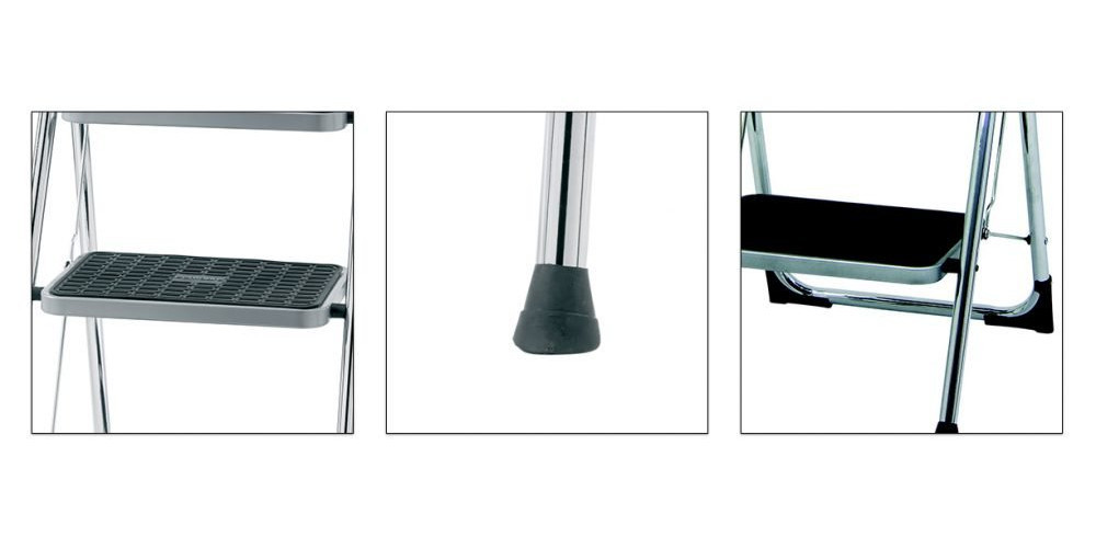 Marchepied Double Fonction Chrome 2 Marches - Hauteur De Travail 2,50m