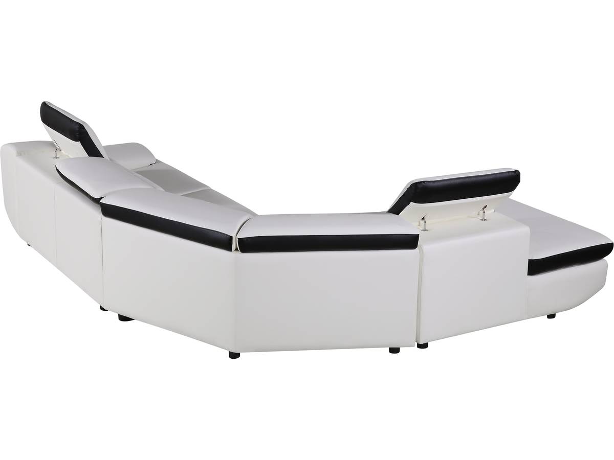 Canapé D'angle Cuir Reconstitué Et Pvc "montréal" - 5 Places - Blanc -