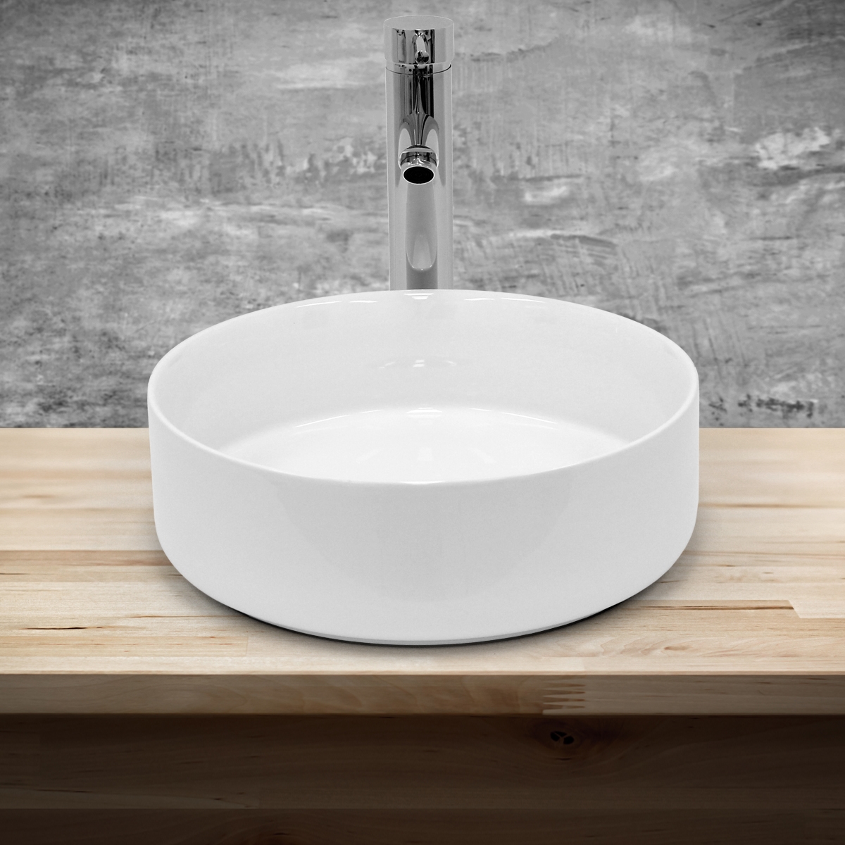 Évier Céramique Vasque A Poser Ronde Moderne Lave-mains Salle De Bain Ø 355 Mm