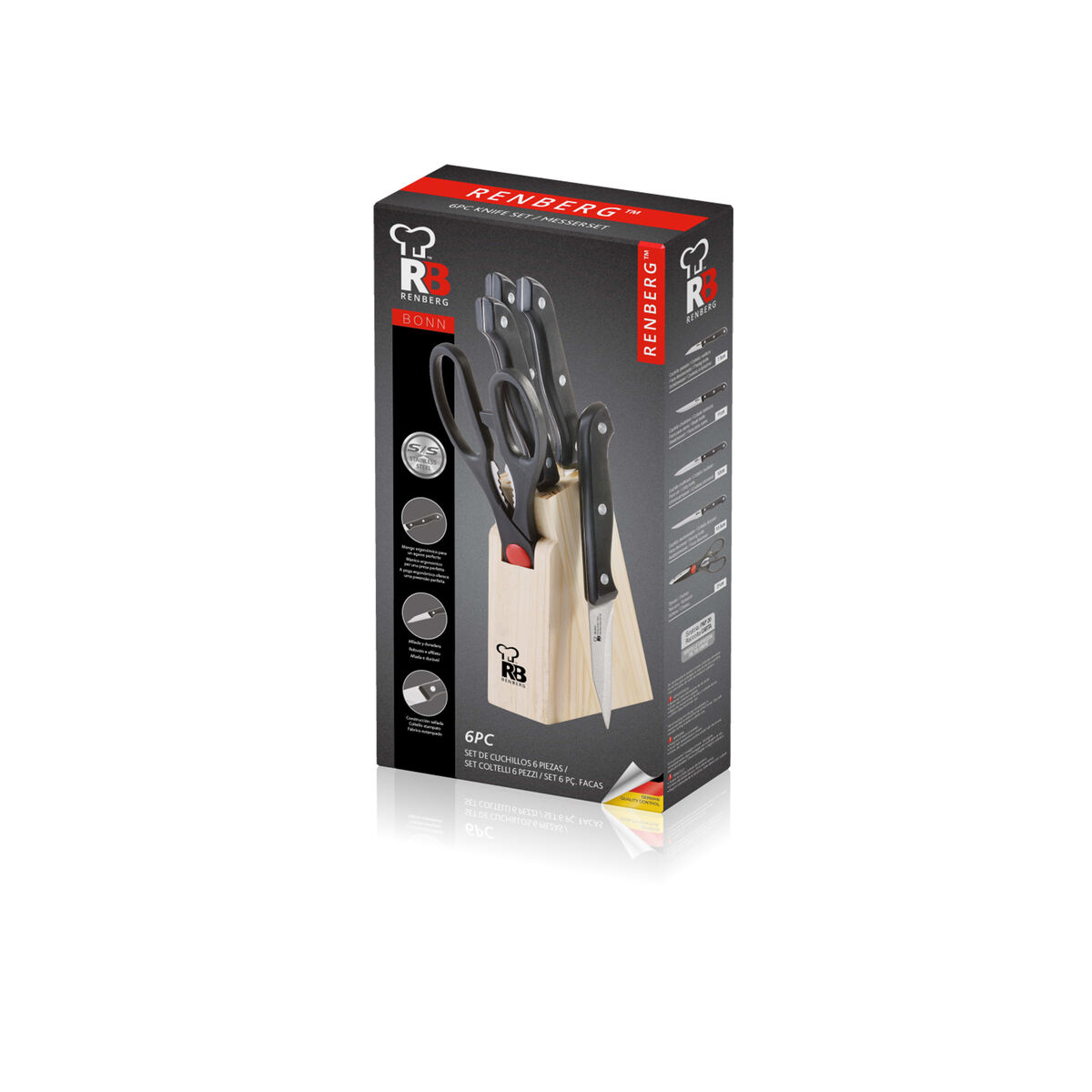 Ensemble De Couteaux De Cuisine Et Support Renberg Bonn Acier Inoxydable (6 Pcs)