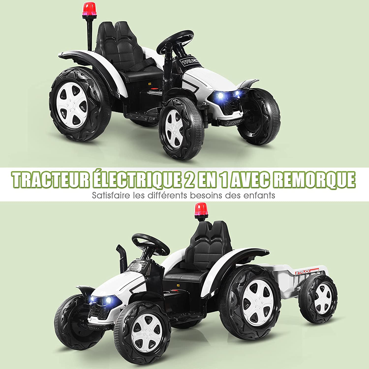 Tracteur Electrique Avec Télécommande 2.4g,12v 7ah, Vitesse : 3-8 Km/h