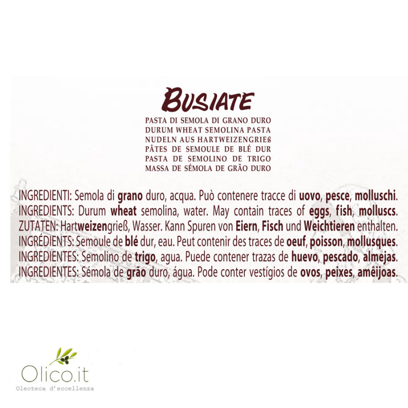 Pâtes Busiate 500 Gr ANTICO PASTIFICIO MORELLI