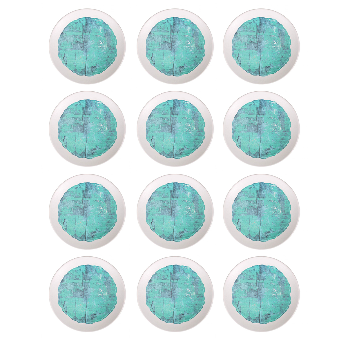 Lot De 6 Assiettes Carrés Flora, Assiette En Porcelaine Imprimée Multicolore - Dim: 24 X 24 X 2 Cm
