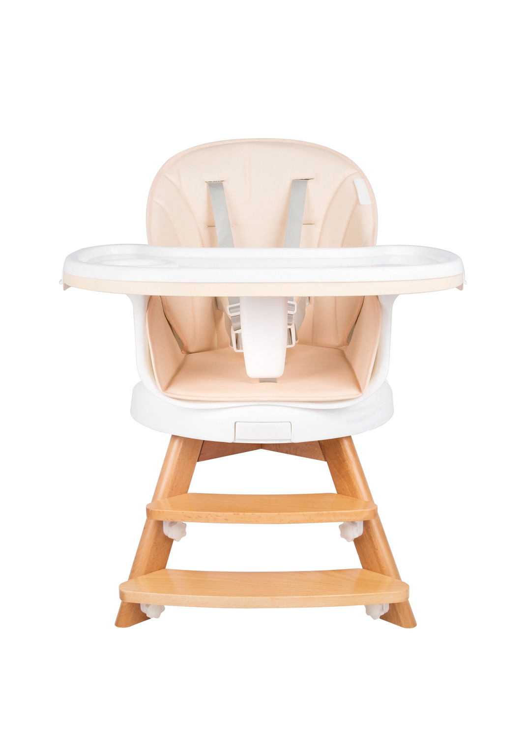 Honorbb Chaise Haute I-chair Beige Évolutive 2 En 1 - 6-36 Mois - Avec Pieds En Bois