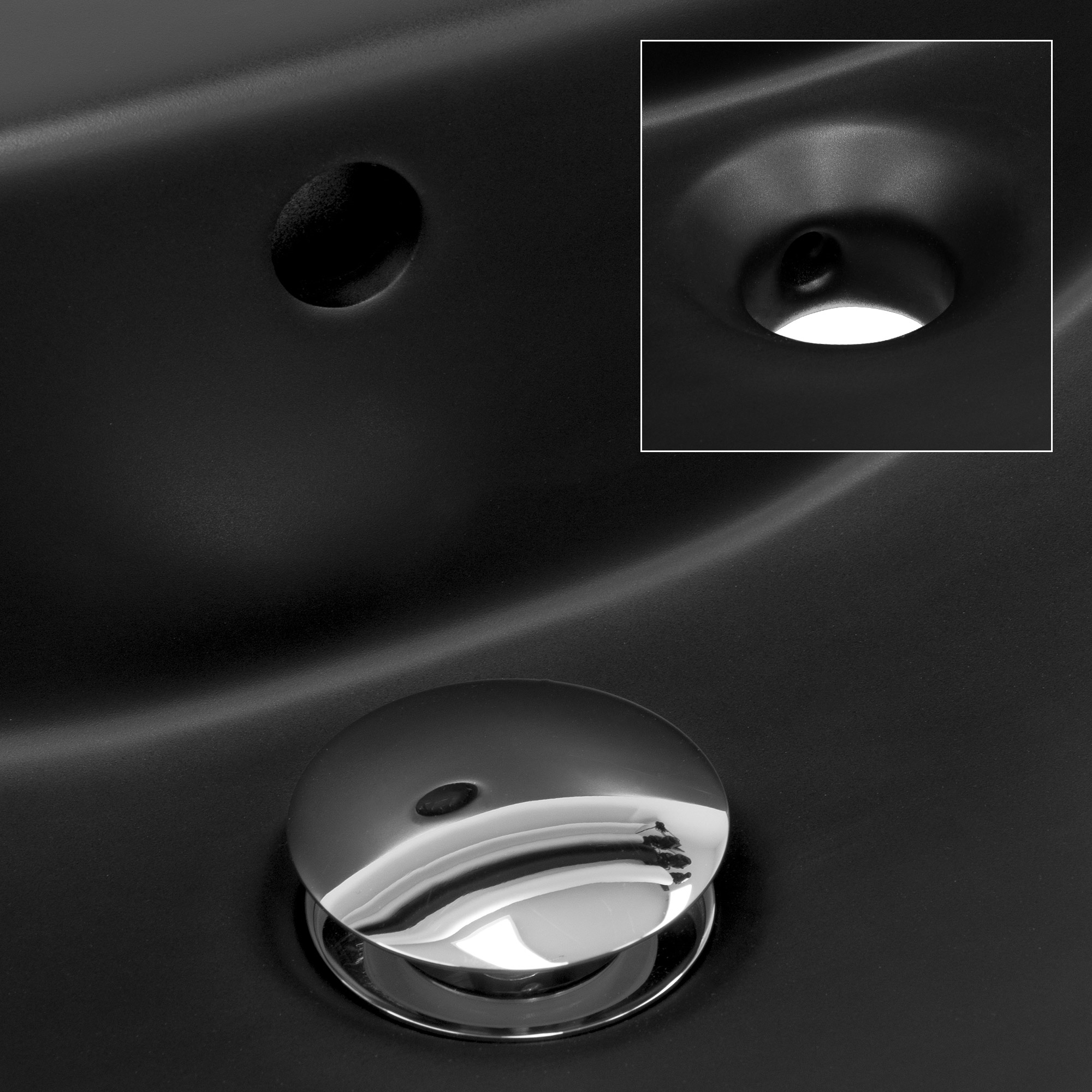 Lavabo Céramique Noir Avec Garniture De Vidage Lave-mains Moderne 610x455x185 Mm