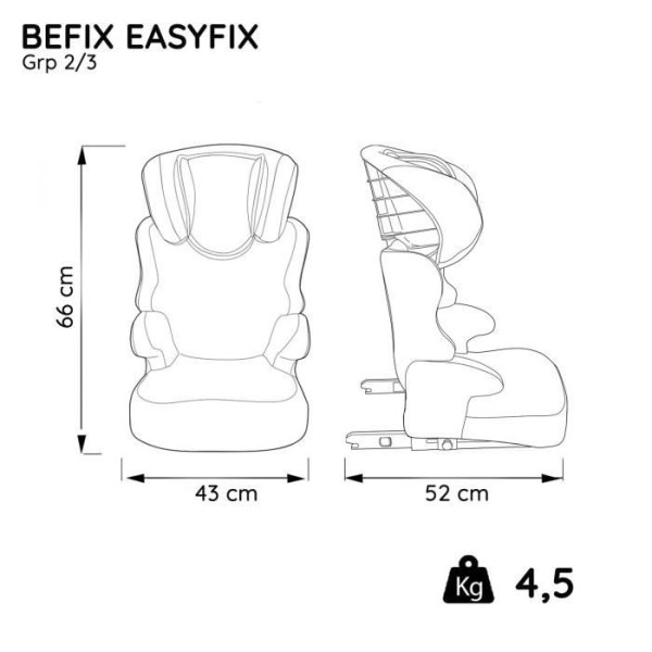 Siege Auto Rehausseur Nania Befix - Isofix - Groupe 2/3 (15-36kg) - Avec Dossier -tet