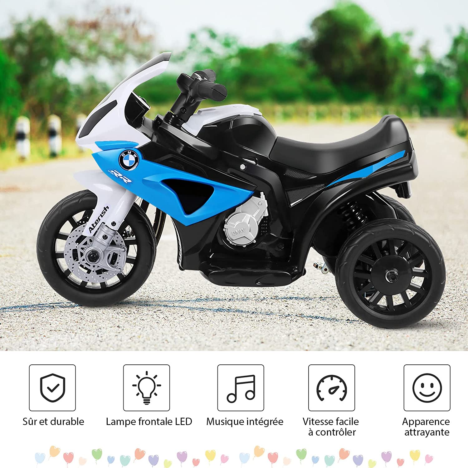 Moto Electrique Pour Enfants À 3 Roues Avec Phare Lumineux, Musiques 6 V / 4ah 2,5 Km/h