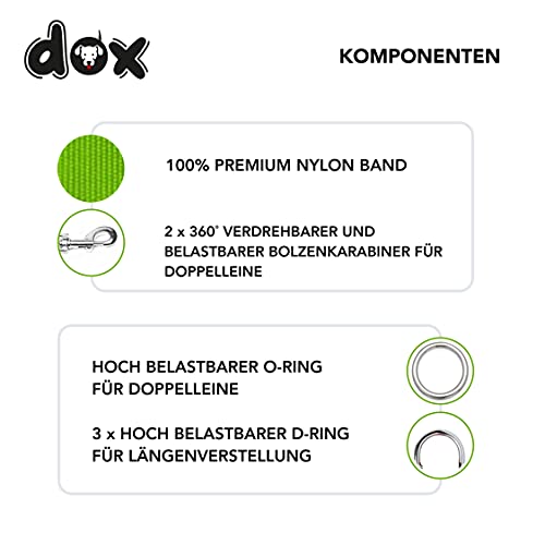 Ddoxx Laisse Chien En Nylon, Réglable Dans 3 Longueurs- Laisse Pour Chiens Grands Et Petits - Laisse Double Pour 2 Chien