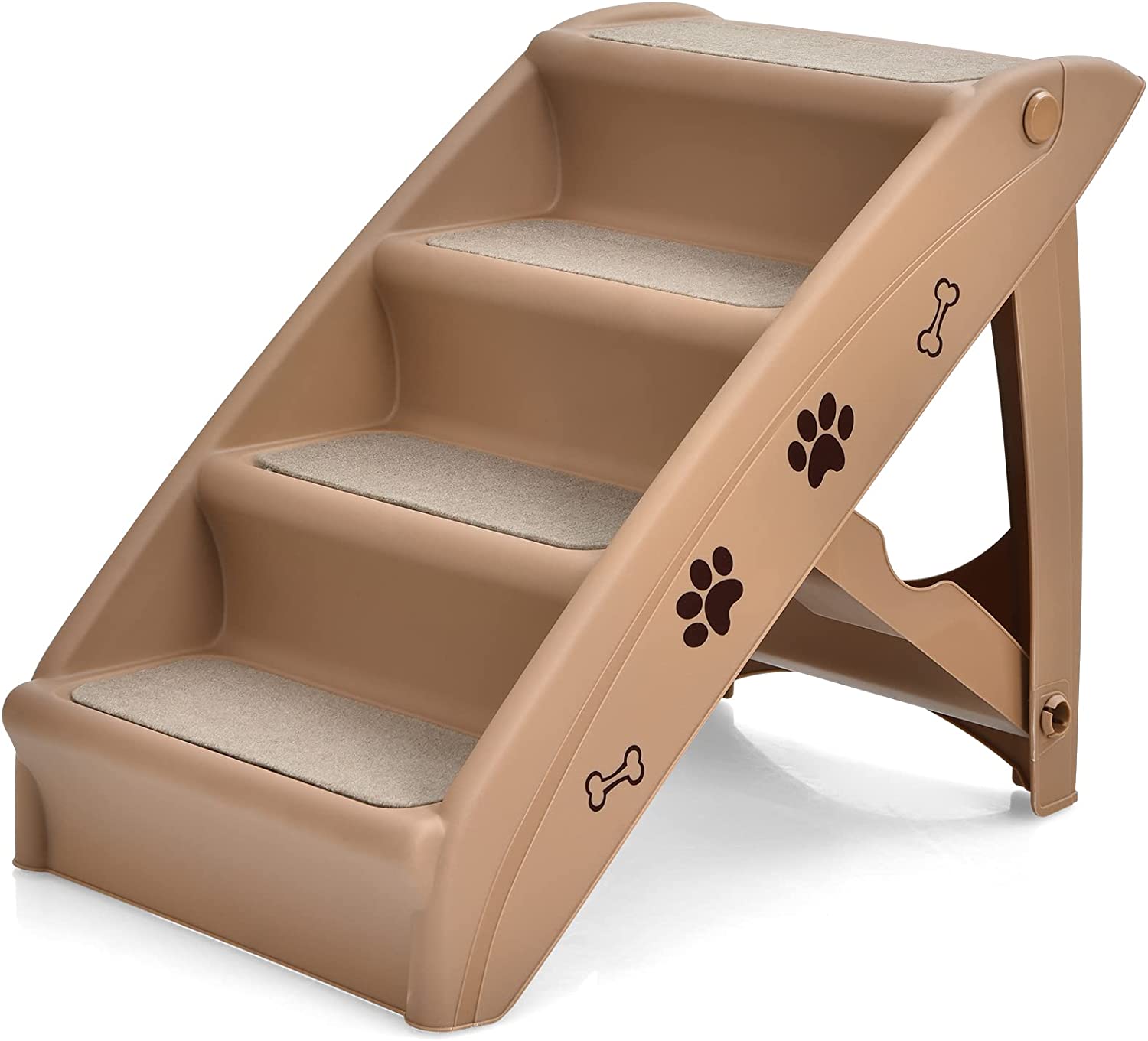 Escalier Pour Chien Pliant À 4 Marches En Plastique Charge 60kg 64 X 39 X 49 Cm