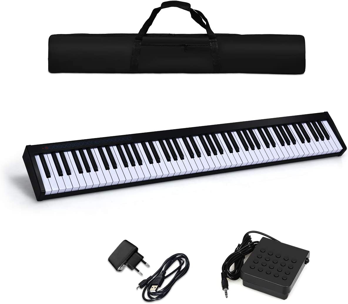 Costway Piano Numérique De 88 Touches, Clavier Electrique Amélioré Avec Sac De Transport Portable