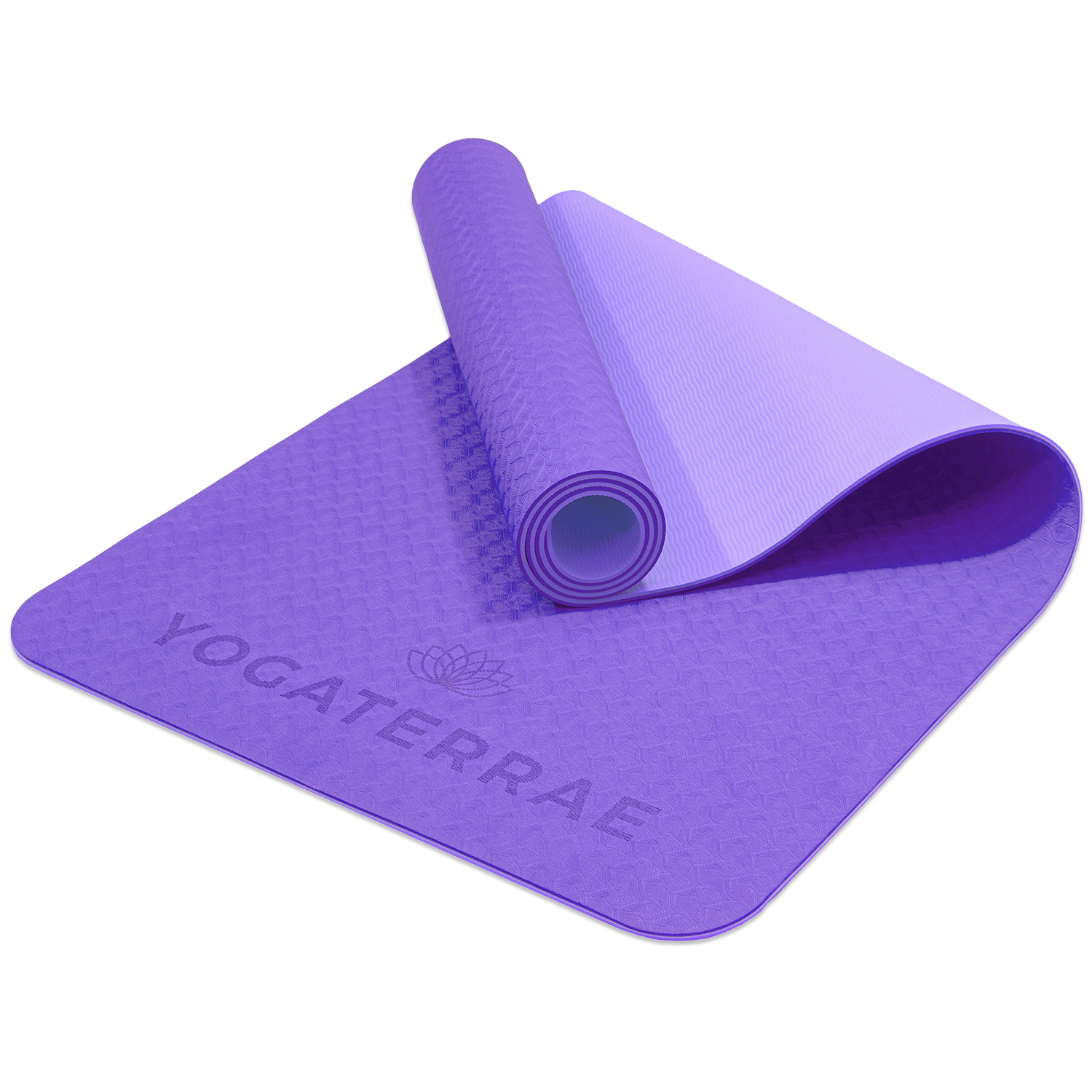 Tapis De Yoga Antidérapant Lavande Parme En Tpe 183x61x0,6cm Livré Avec Sangle
