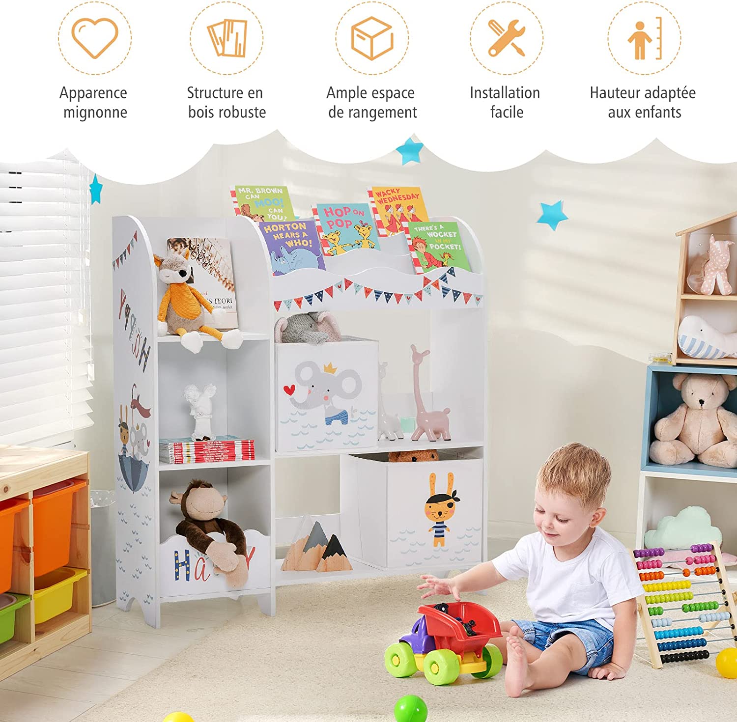 Meuble De Rangement Pour Enfant, Thème Océan, Étagère De Rangement Pour Jouets Et Livres