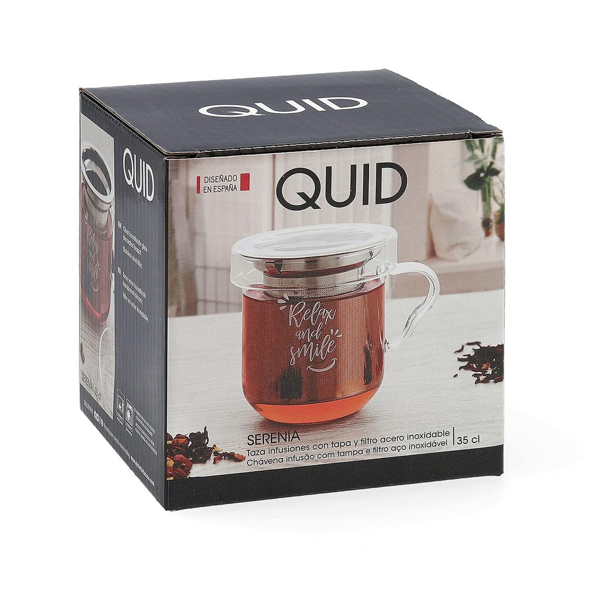 Ensemble De Tasses À Café Quid Transparent Acier Inoxydable Verre 3 Pièces (350 Ml)