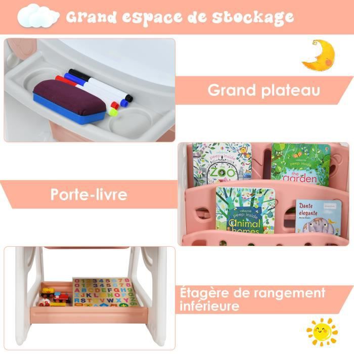 Costway  2en1 Tableau Magnétique Enfant Double Face Avec Tabouret