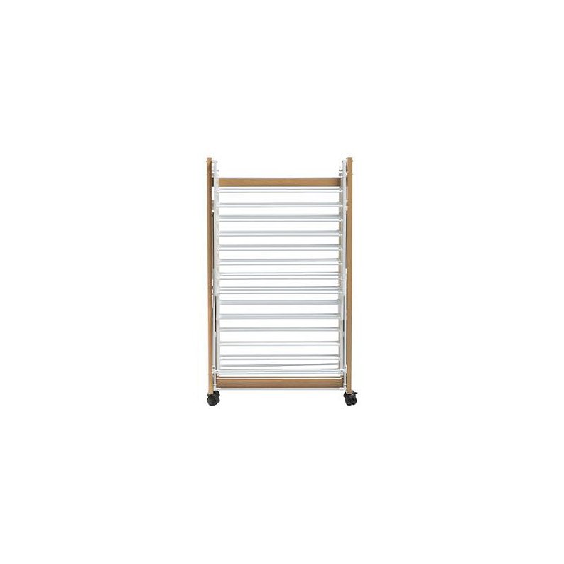 Hconfortxl-etendoir Extensible Et Pliable Sechoir A Linge  27m Bois 4 Roues Naturel
